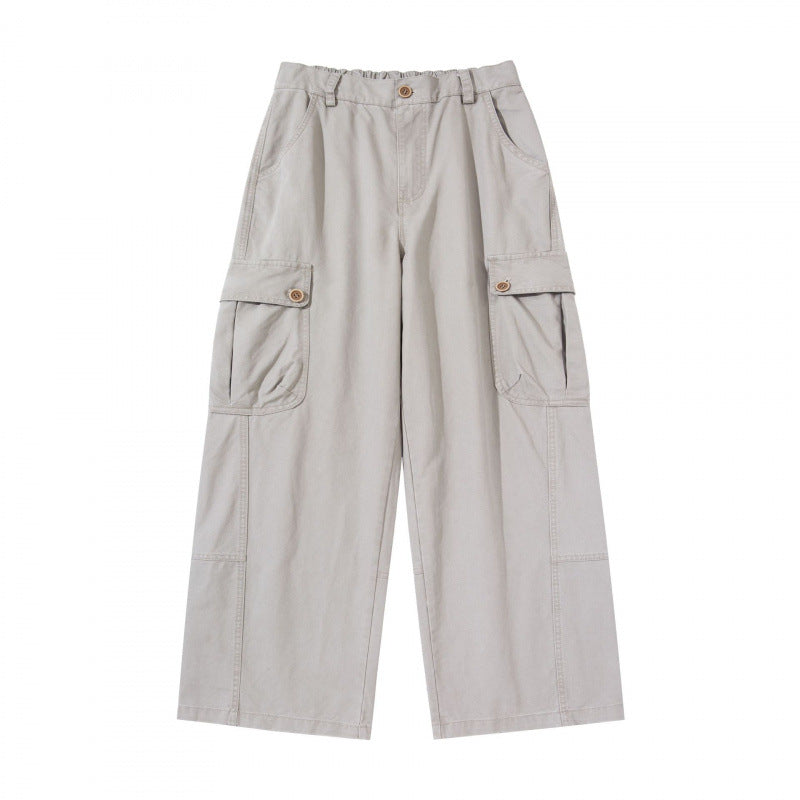 Women's Wide Cargo Pants with High Waist, Large Flap Pockets, and Culotte Silhouette Mune Fashion