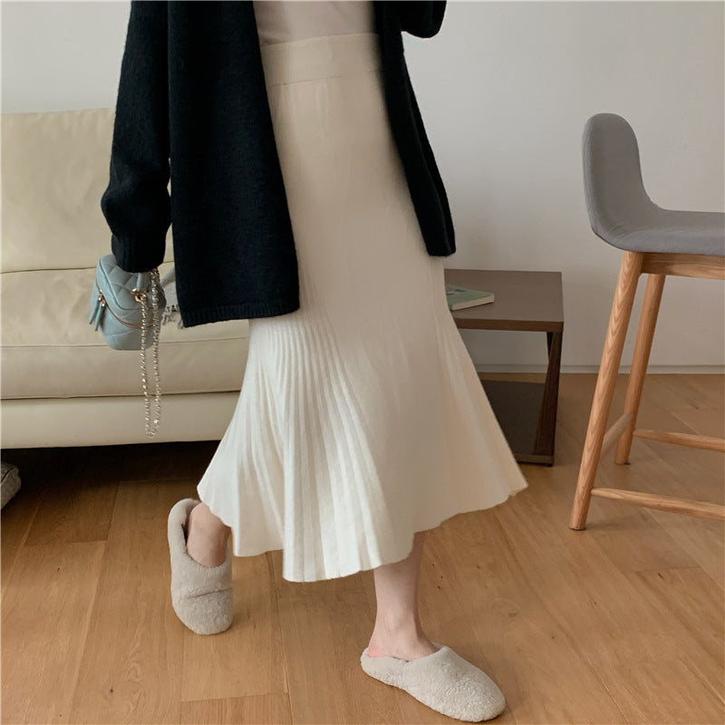 Women Elegant Pleated Midi Skirt Mune Fashion