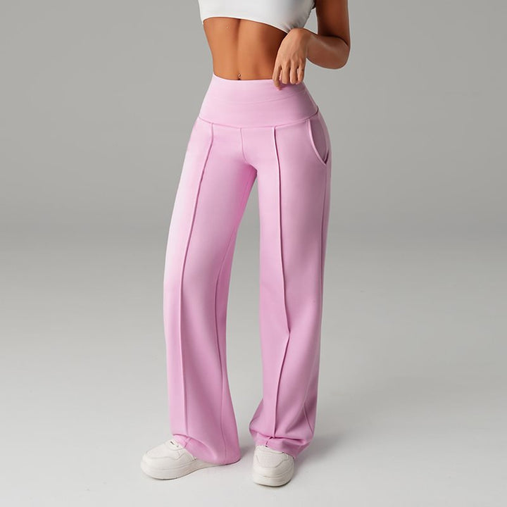 Women's High-Waist Palazzo Sweatpants with Crease and Comfort Waistband Mune Fashion