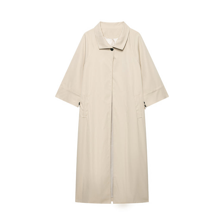 Women 10+ lighter oversized cape coat with three-quarter sleeves and concealed button placket Mune Fashion