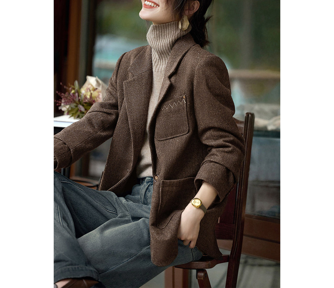 Women Modern Cut Blazer with Textured Fabric Mune Fashion