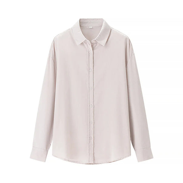 Women's oversized button-down blouse with Kent collar and long cuffed sleeves Mune Fashion
