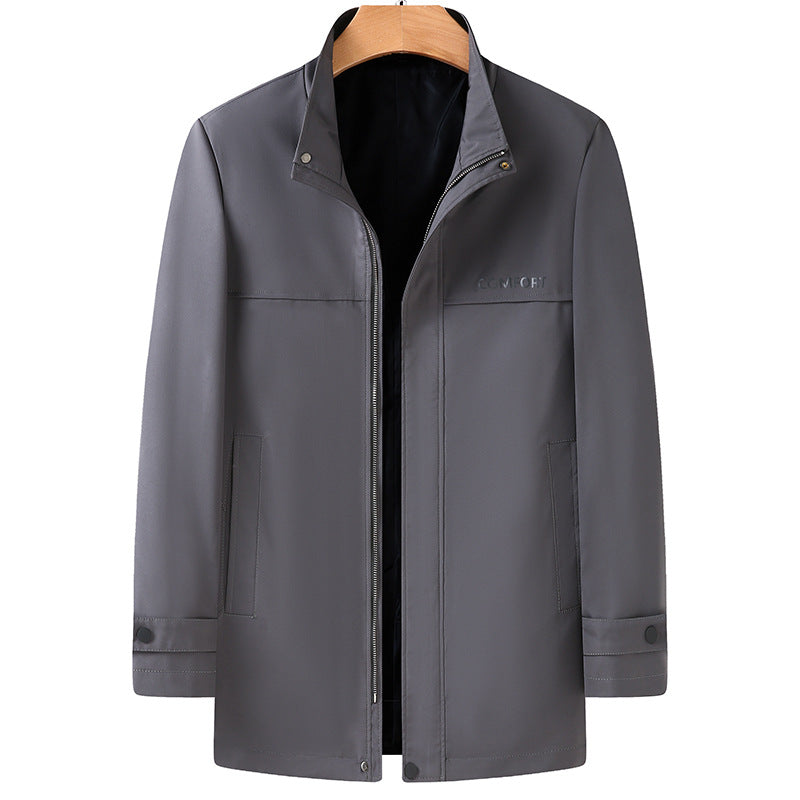 Men's Lightweight Water-Repellent Short Coat with Stand-Up Collar and Concealed Zipper Mune Fashion