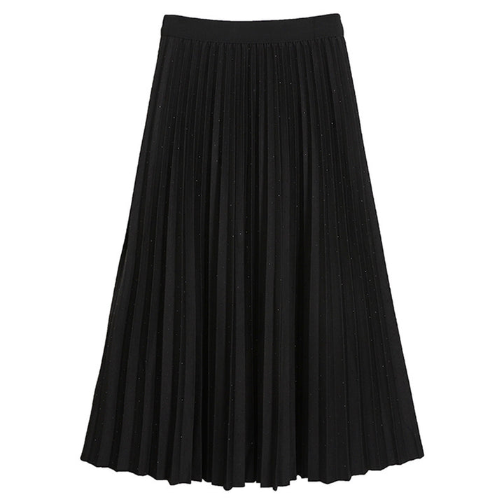 Women's pleated midi skirt with smocked waistband and fine dot pattern Mune Fashion