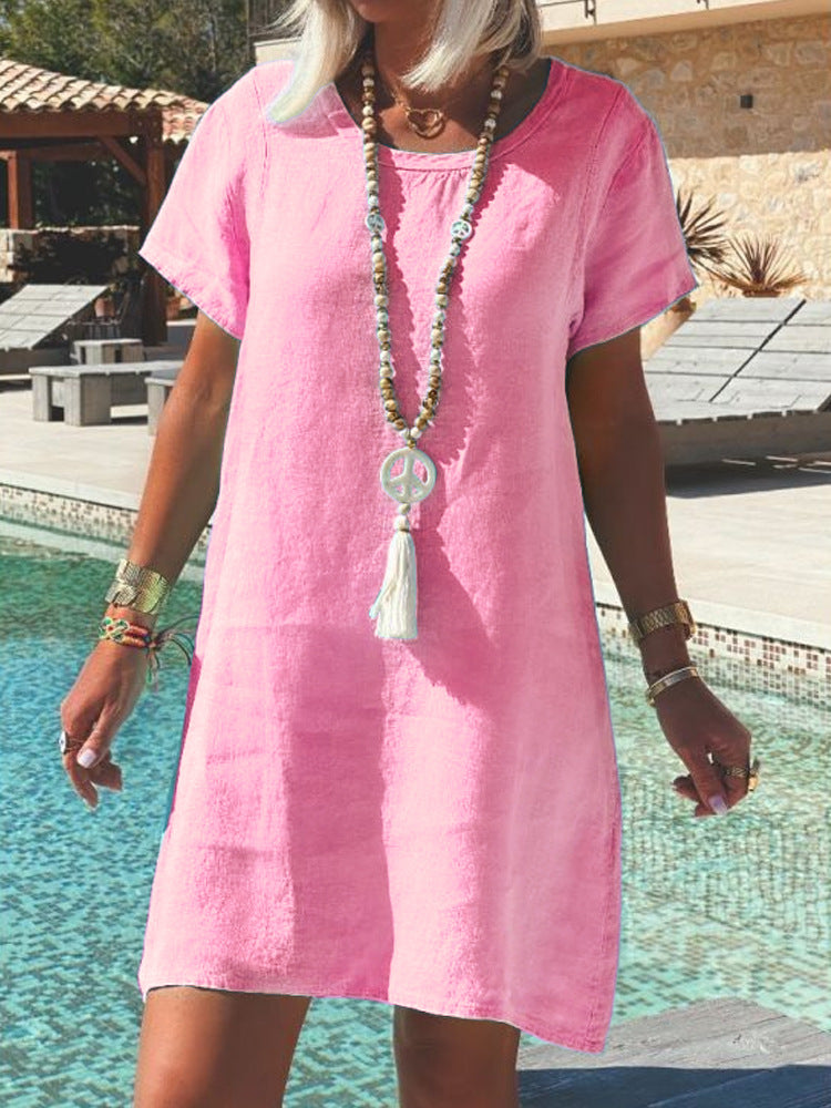 Women's Lightweight Beach Dress Made of Breathable Linen Mune Fashion