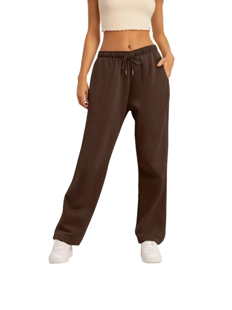 Women's wide High-Waist loungewear jogging pants with elastic waistband drawstring and side pockets Mune Fashion