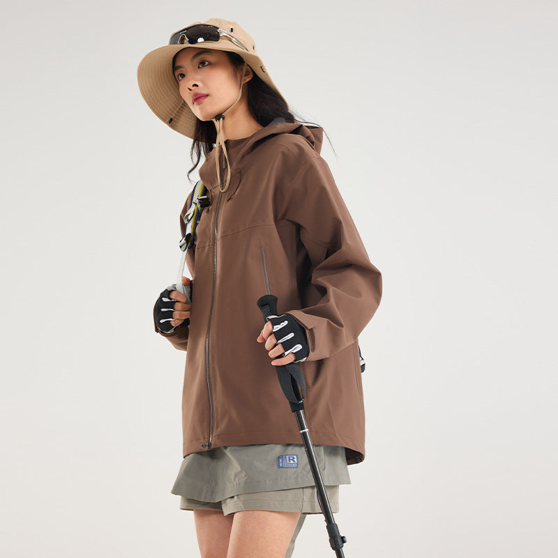 Women's Lightweight Technical Rain Jacket in Oversized Utility Cut with Adjustable Hood Mune Fashion