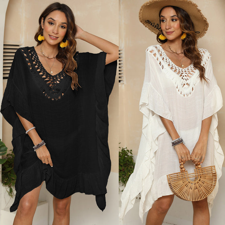 Ladies elegant kaftan with fine crochet lace Mune Fashion