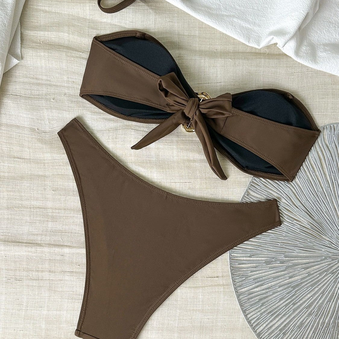Women's bikini set with elegant buckle and high waist cut Mune Fashion