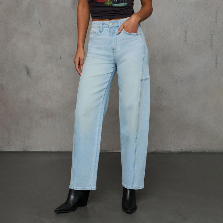 Women High-Waist Jeans in wide leg shape with side pocket Mune Fashion
