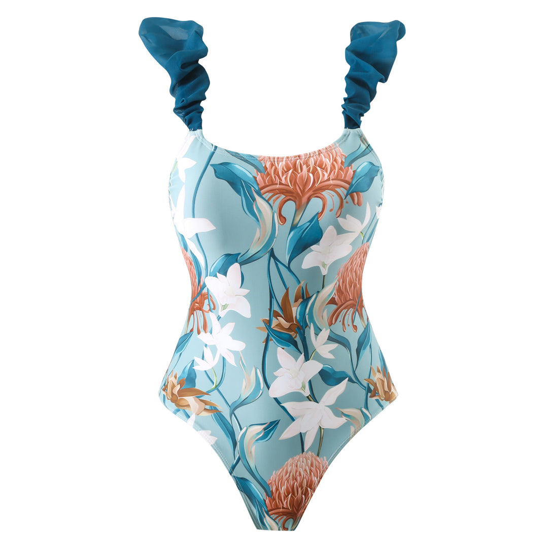 Women's One-Piece Swimsuit with Floral Ruffle Details Mune Fashion