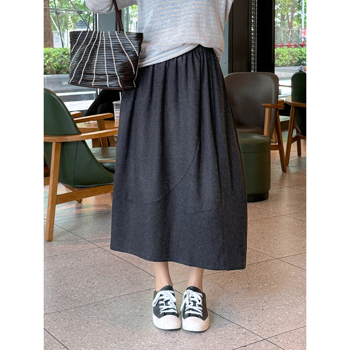 Women Elegant Midi Skirt with Casual Cut Mune Fashion