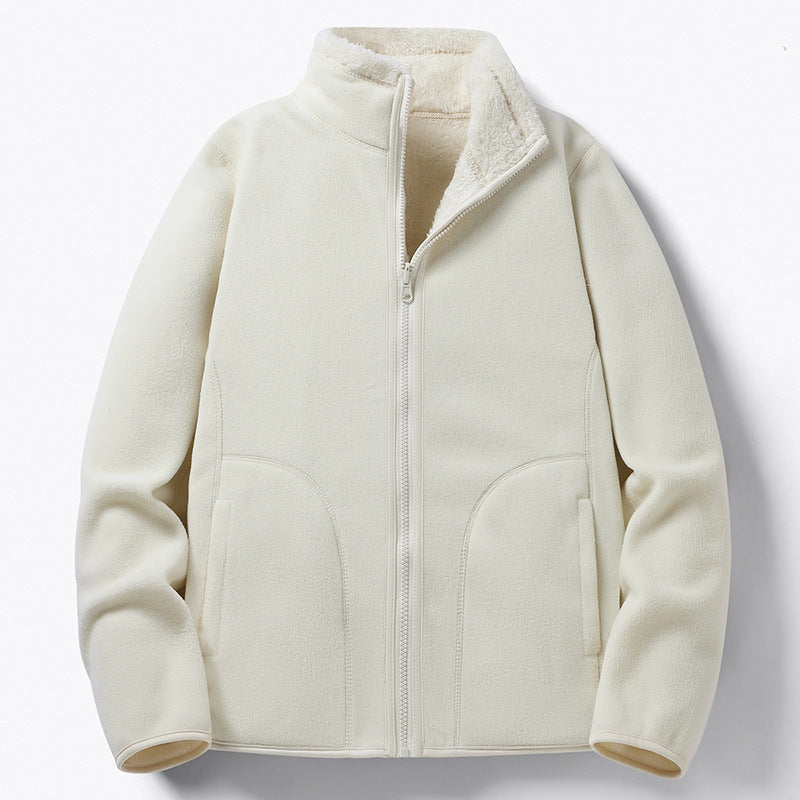 Women Padded Fleece Jacket with Teddy Lining, Stand-up Collar & Full-Length Zipper Mune Fashion