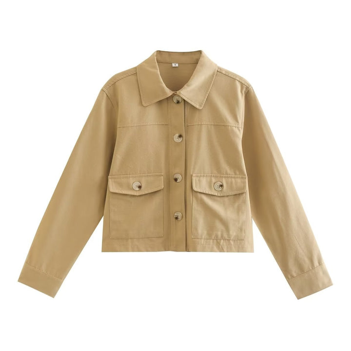 Women's short utility jacket with shirt collar and patch pockets Mune Fashion