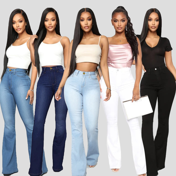 Women's High-Waisted Flared Jeans made from Stretch Denim with a Waist-Shaping Cut Mune Fashion