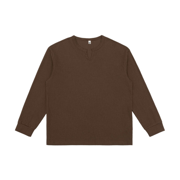 Unisex Lightweight Structured Long Sleeve Shirt with Slit Collar and Ribbed Cuffs Mune Fashion