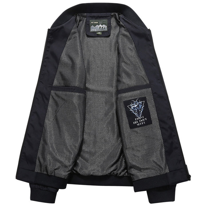 Men's Lightweight Urban Windbreaker Jacket with Mesh Lining, Embroidered Patches and Zipper Pockets Mune Fashion