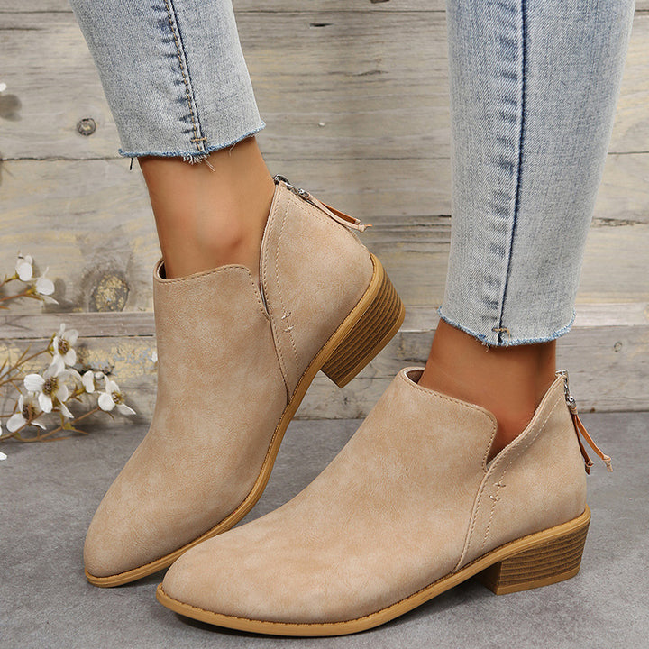 Women's ankle-high Chelsea boots with padded comfort insole and wood-look block heel Mune Fashion