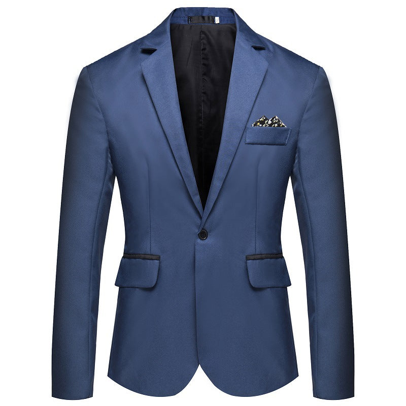 Men's Slim-Fit Tuxedo Jacket with Single-Button Closure and Contrast Flap Pockets Mune Fashion
