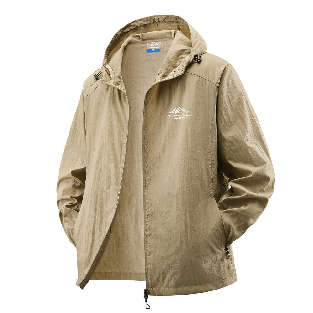 Men's Lightweight Windbreaker Jacket with Adjustable Hood