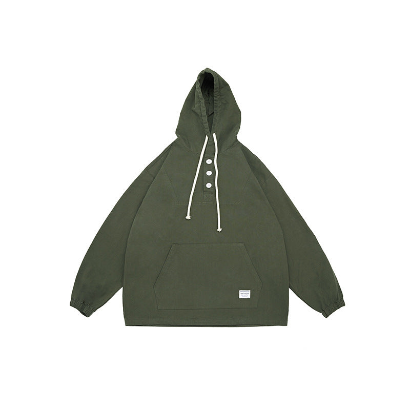 Unisex Oversized Hoodie with Button Placket, Kangaroo Pocket and Elastic Cuffs Mune Fashion