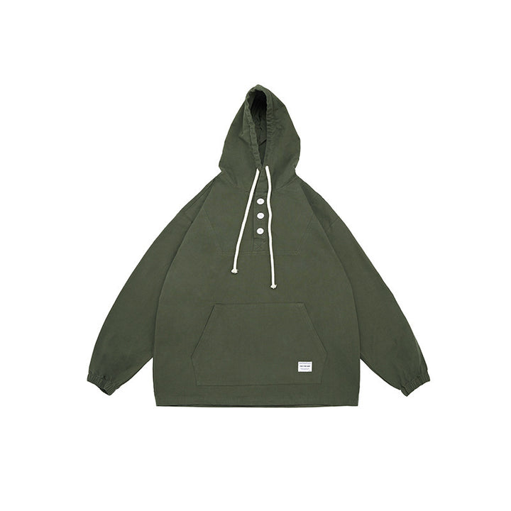 Unisex Oversized Hoodie with Button Placket, Kangaroo Pocket and Elastic Cuffs Mune Fashion