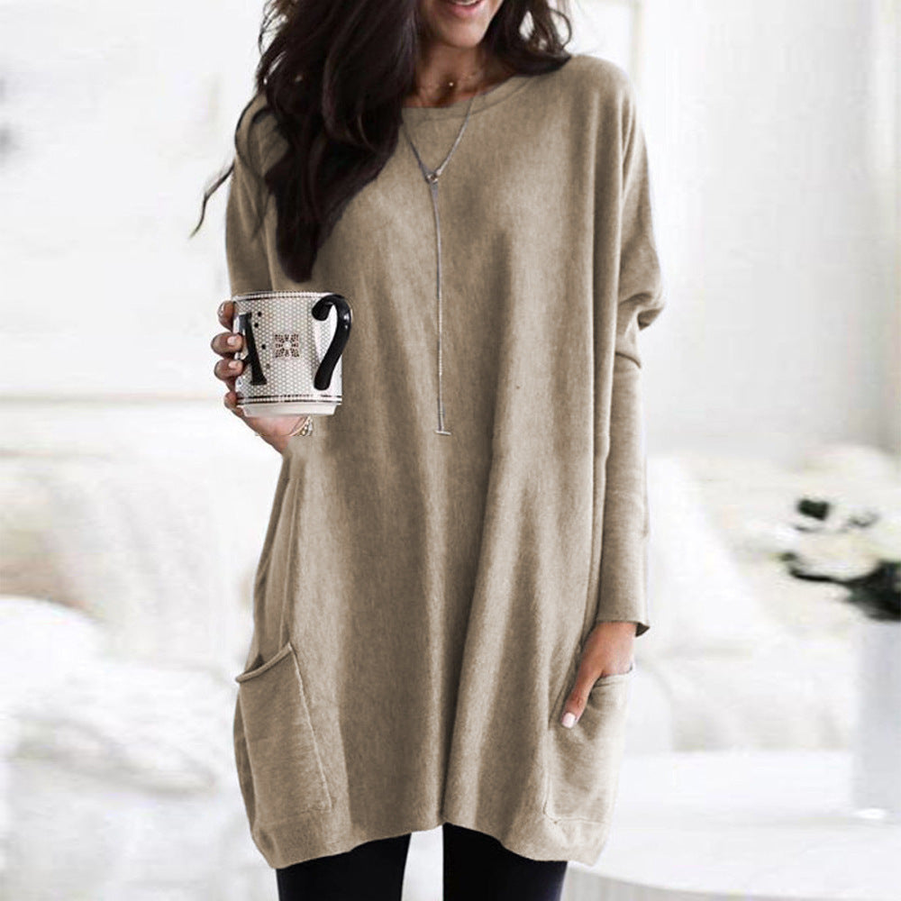 Women's oversized long shirt with contrast block and patch pockets Mune Fashion