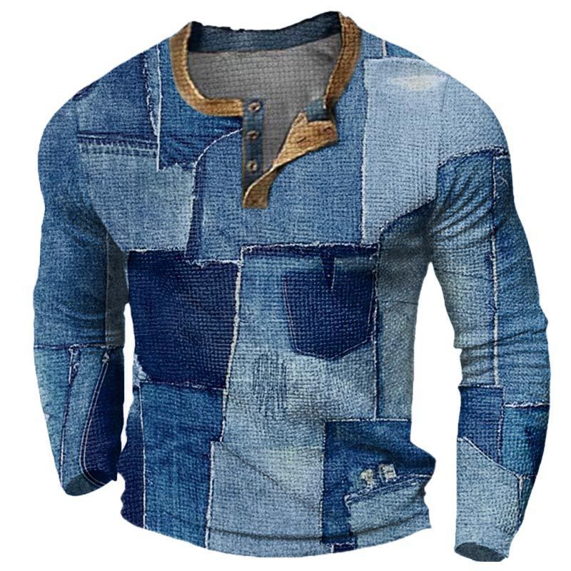 Men's Fashion Long Sleeve Shirt with Ethno Pattern Mune Fashion