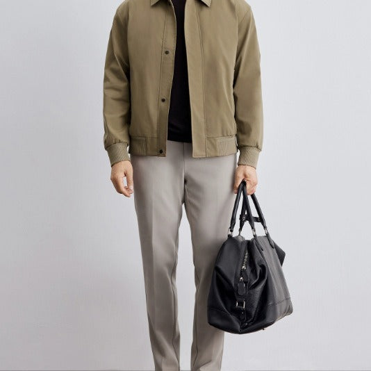 Men's classic Harrington jacket with ribbed hem and concealed zipper Mune Fashion