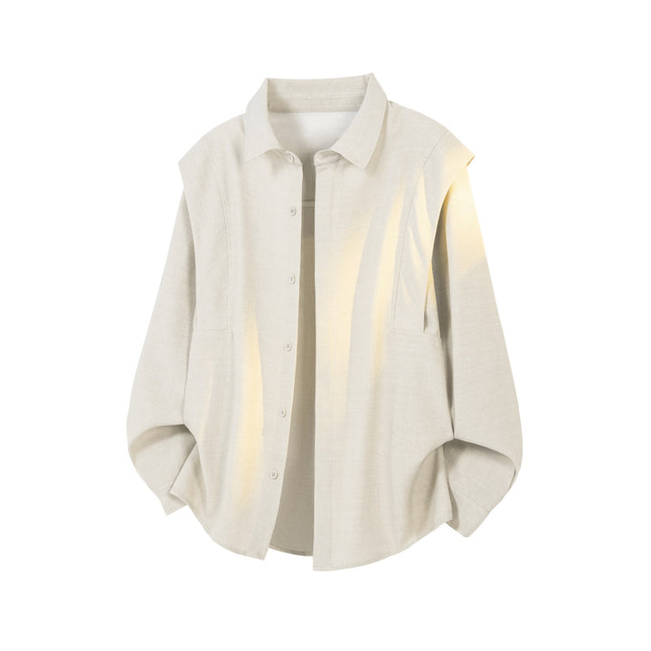Men's Loose Fit Overshirt Jacket made of Linen Mix with Shirt Collar Mune Fashion