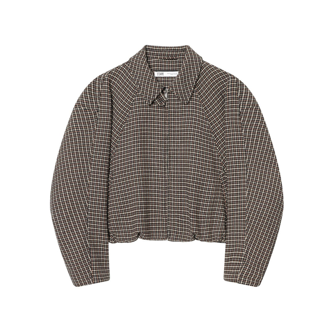 Women's short-cut houndstooth bouclé jacket with shirt collar and fitted silhouette Mune Fashion