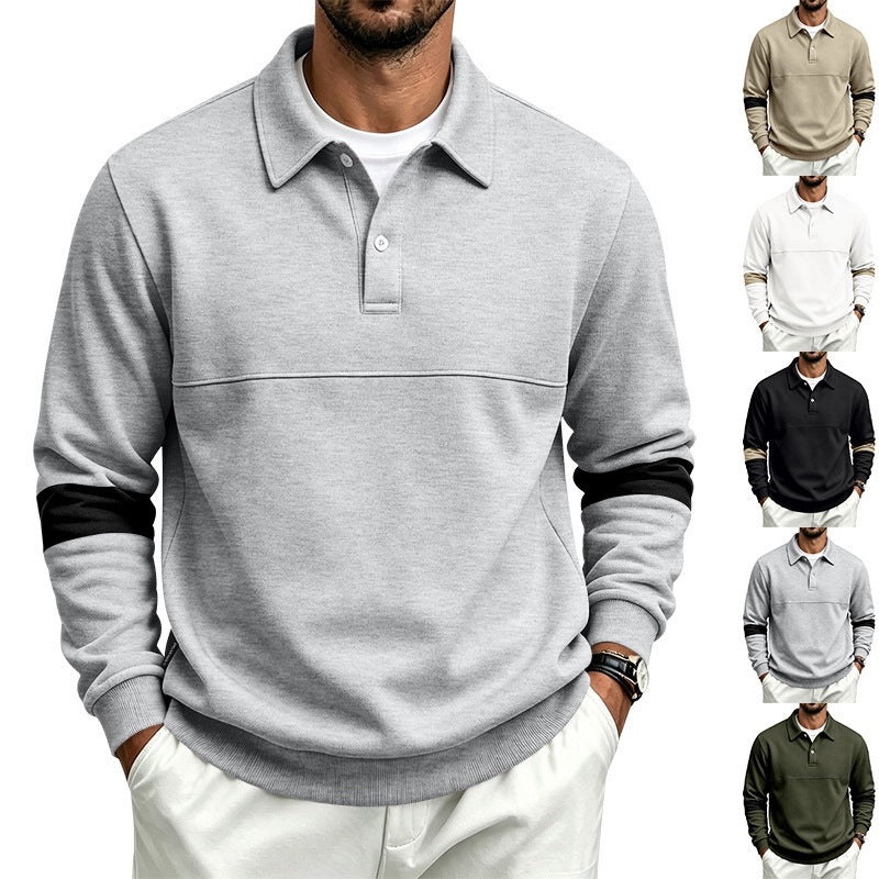 Men's sporty-casual polo sweatshirt with half-button placket and sleeve contrast Mune Fashion