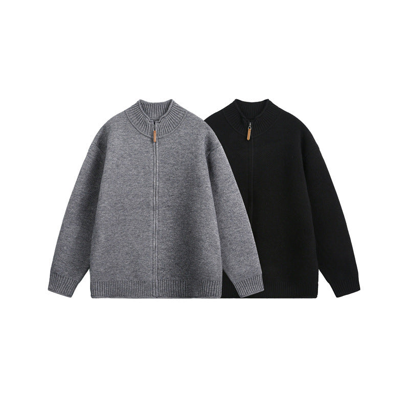 Unisex Knitted Zip Jacket with High Ribbed Collar and Oversized Cut Mune Fashion