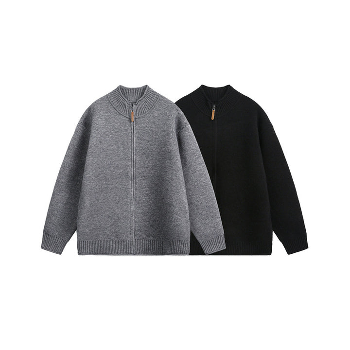Unisex Knitted Zip Jacket with High Ribbed Collar and Oversized Cut Mune Fashion