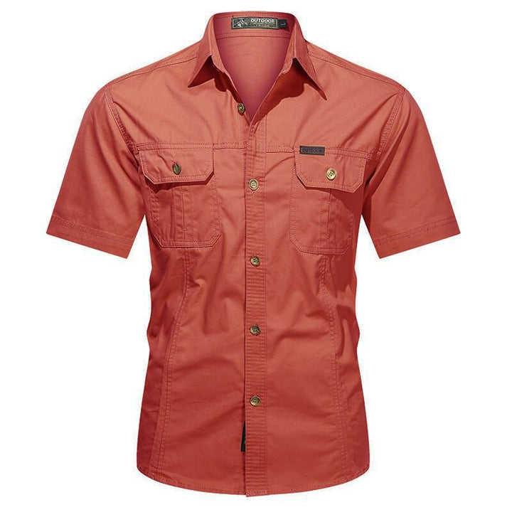 Men's long-sleeved cotton blend work shirt with kent collar and double breast pockets Mune Fashion