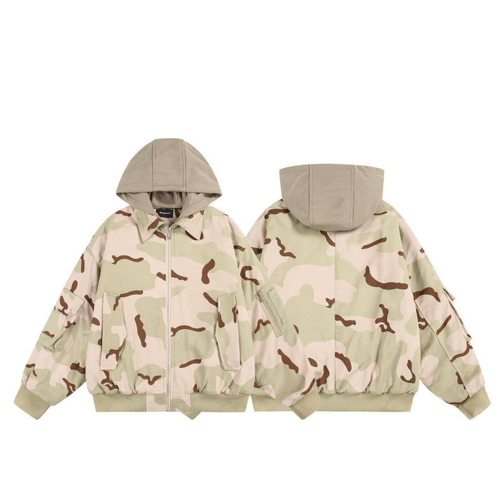 Unisex Oversize Cargo Bomber Jacket with Hood and Patches Utility Pockets Mune Fashion