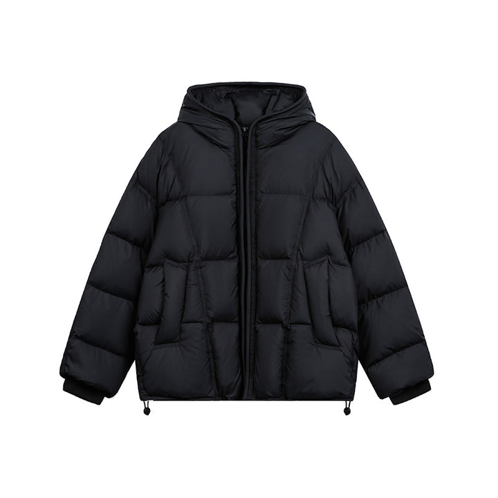 Women Short Padded Hooded Jacket with Drawstring and Zipper Mune Fashion