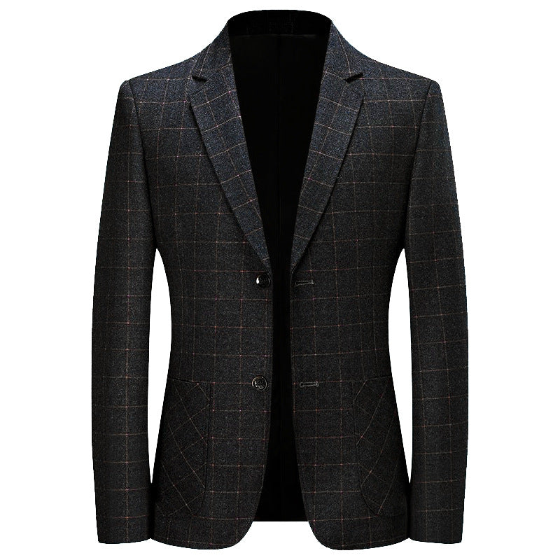 Men's Checked Slim-Fit Blazer Made of Wool Blend Mune Fashion