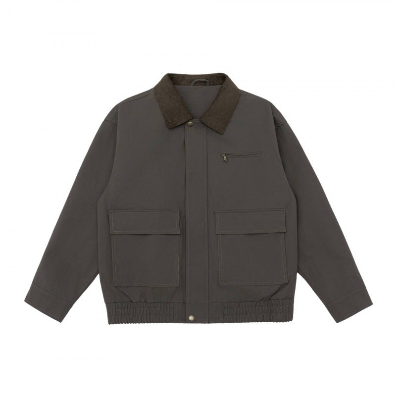 Unisex Boxy Utility Jacket with Cord Collar, Patch Pockets, and Elastic Hem Mune Fashion