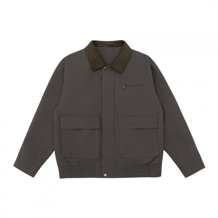 Unisex Boxy Utility Jacket with Cord Collar, Patch Pockets, and Elastic Hem Mune Fashion