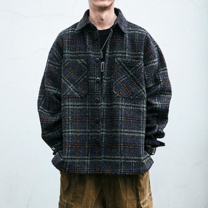 Unisex Karo Overshirt made of wool blend with applied chest pockets Mune Fashion