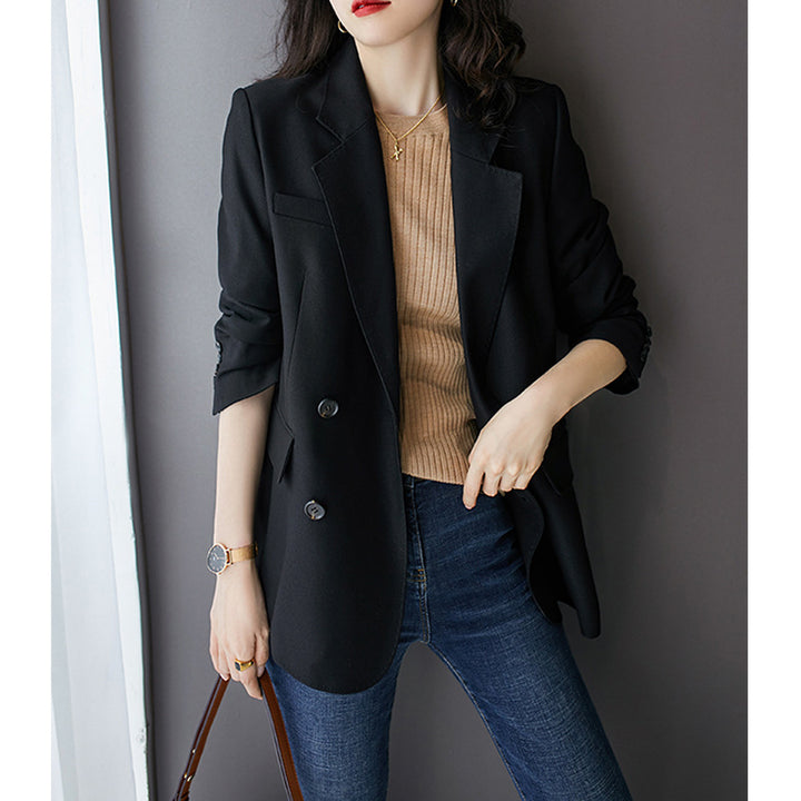 Women Casual Double Breasted Blazer Mune Fashion