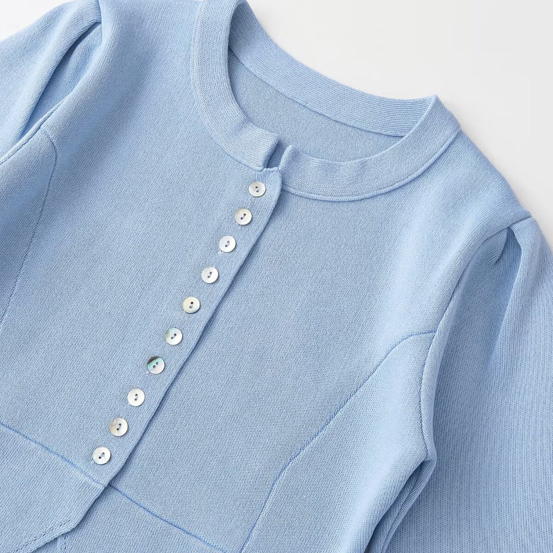 Women's short ribbed bolero jacket with puff sleeves Mune Fashion