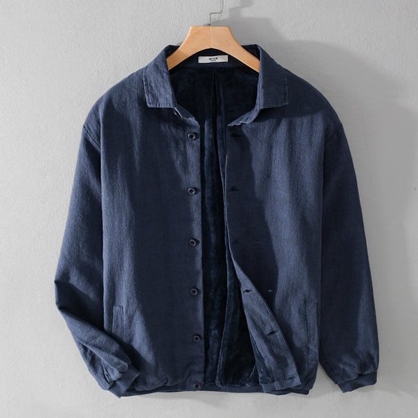 Men's Lined Overshirt Jacket made of Linen Blend Mune Fashion