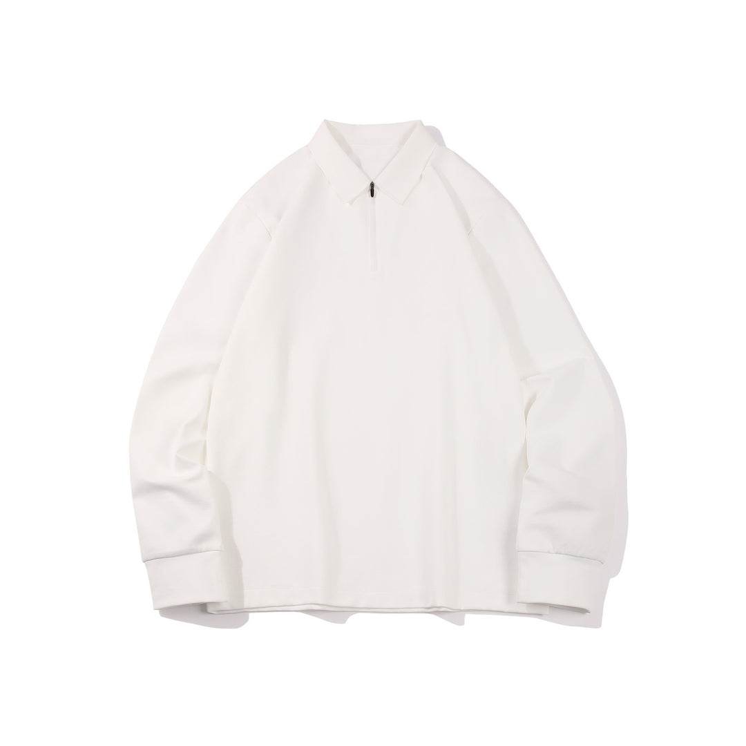 Unisex Oversized Halfzip Pullover with Shirt Collar and Technical Scuba Fabric Drune