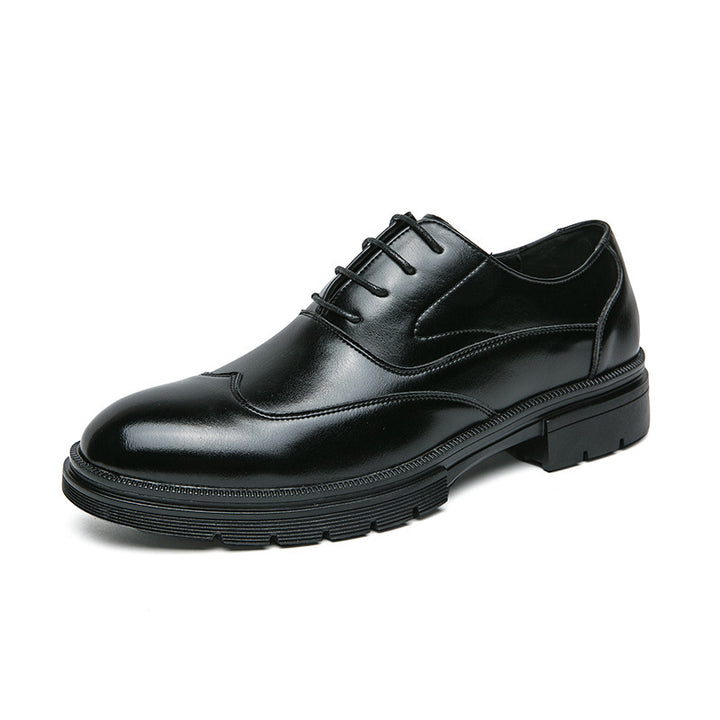 Men's elegant derby leather lace-up shoe with patterned rubber sole Mune Fashion