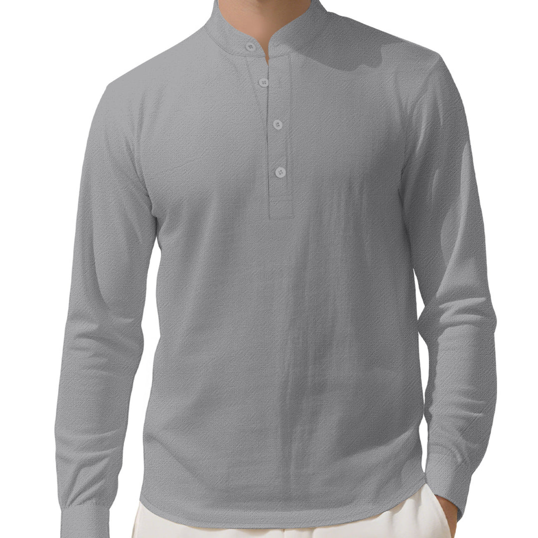 Men's Nehru collar Henley made of cotton stretch with concealed button placket and slim fit Mune Fashion