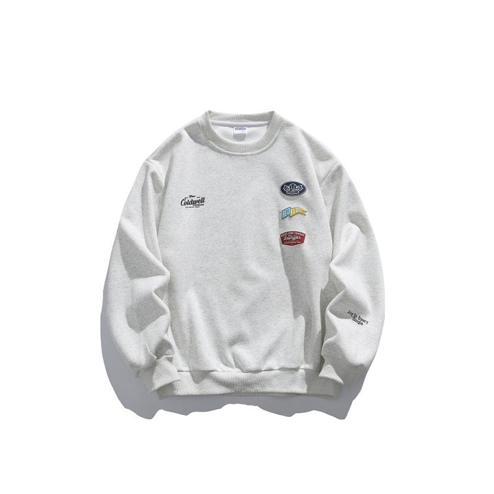 Unisex Oversize Sweater with Round Neck, Badge Applications and Ribbed Cuffs Mune Fashion