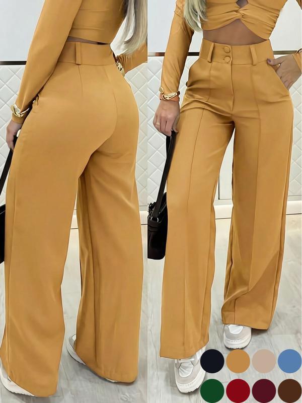 Women's High-Waisted Wide Palazzo Pants with Pleat Mune Fashion