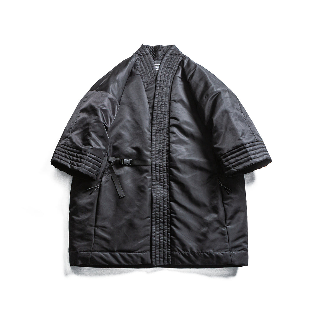 Unisex Padded Kimono Jacket with Short Sleeves and Waist Belt Mune Fashion